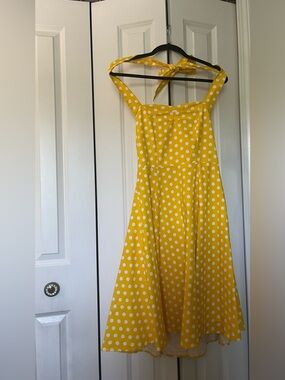 Yellow Polka Dot Midi Halter Dress